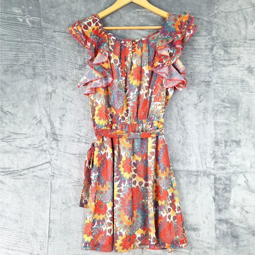 Womens Dress‎ Small Boho Hippie Retro Bloomcore Artsy Floral Ruffles Feminine - Picture 7 of 7